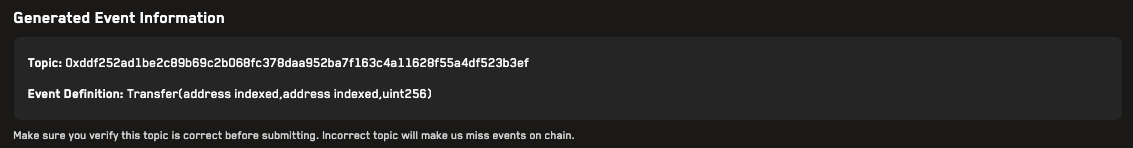 Generated Events Info